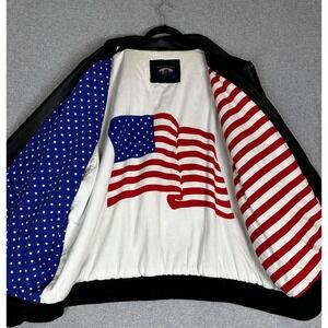 Falcon Bay Leather Jacket Mens‎ 6X Black Bomber American Flag Lining Big Tall